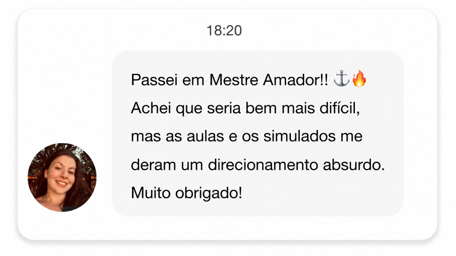 Print de mensagem de aluno aprovado