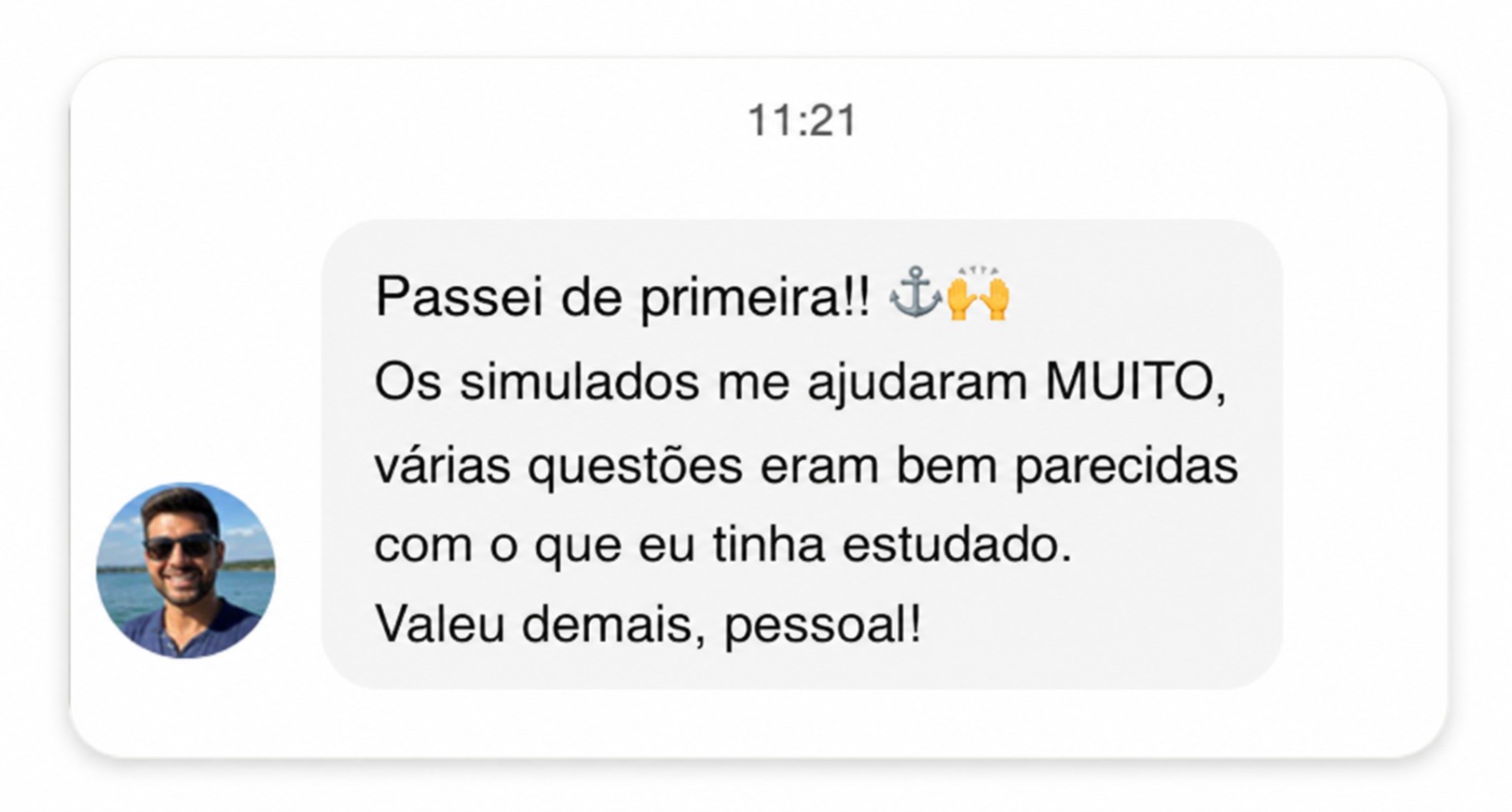 Print de mensagem de aluno aprovado